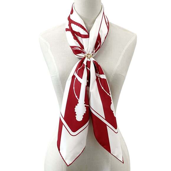 HERMES Red Silk Scarf - Picture 6 of 7